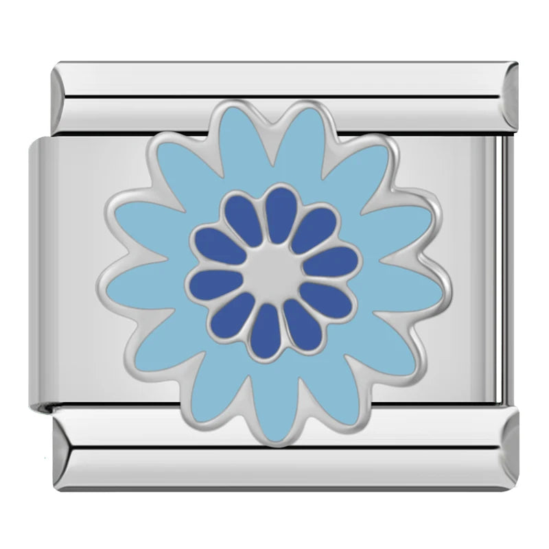 Silber-Charm blaue Blume