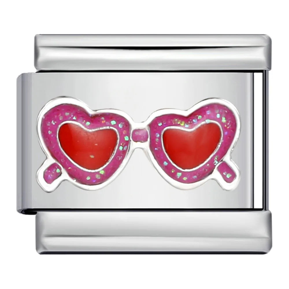 Silber-Charm Funkel Essential Liebe Herzbrille