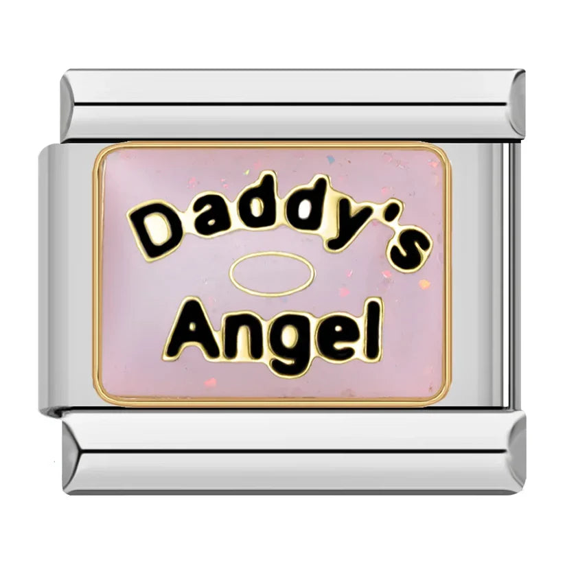 Silber-Charm Familie & Freunde Spruch Daddy's Angel
