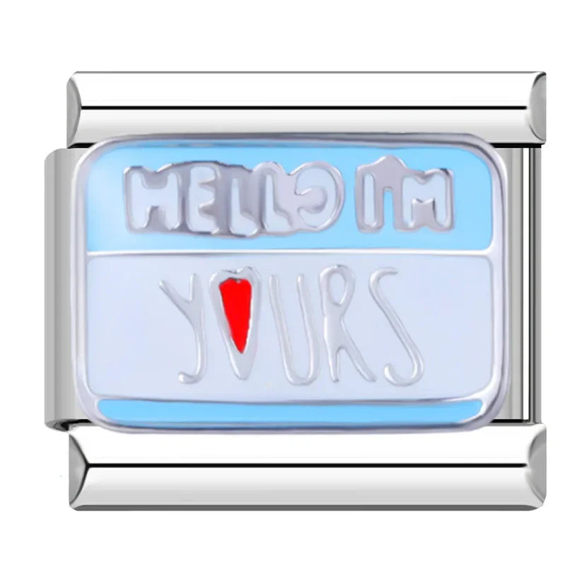 Silber-Charm Liebes Spruch HELLO I'M YOURS