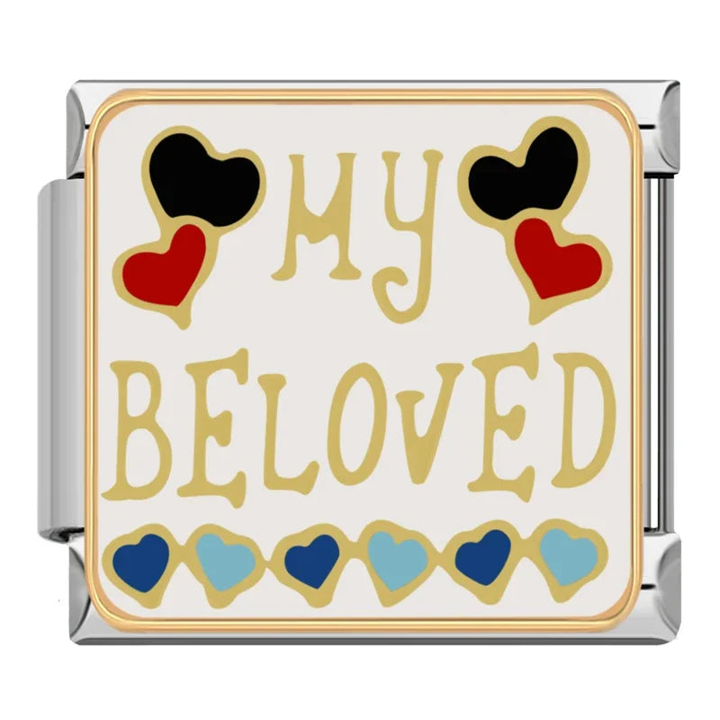 Silber-Charm Familie & Freunde Liebes Spruch MY BELOVED
