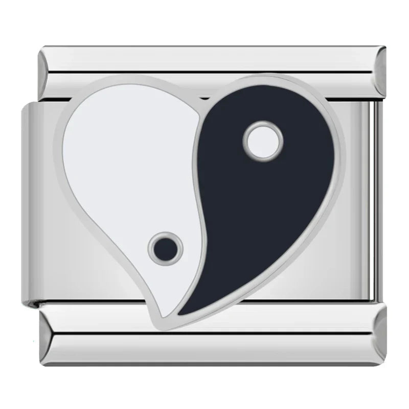 Silber-Charm Liebes Herz Yin & Yang