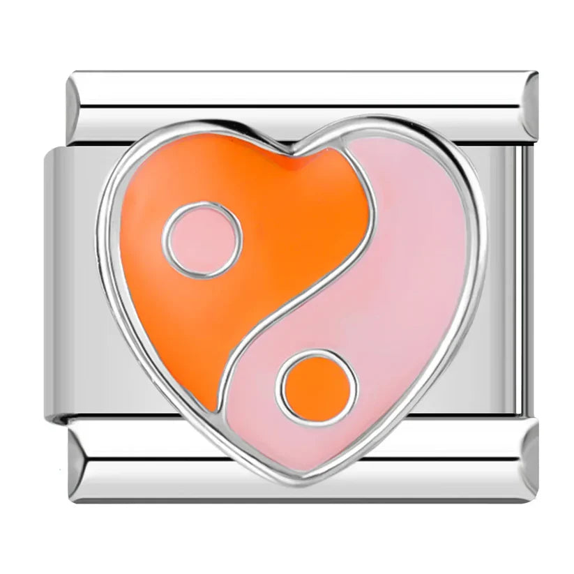 Silber-Charm Liebes Herz Yin & Yang
