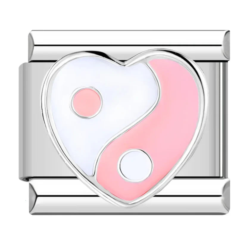 Silber-Charm Liebes Herz Yin & Yang