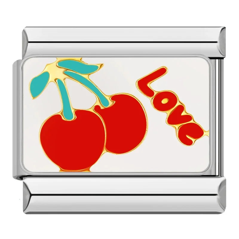 Silber-Charm liebe Food & Drink Kirsche