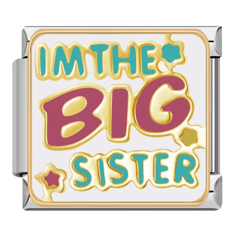 Silber-Charm Familie & Freunde Spruch IM THE BIG SISTER