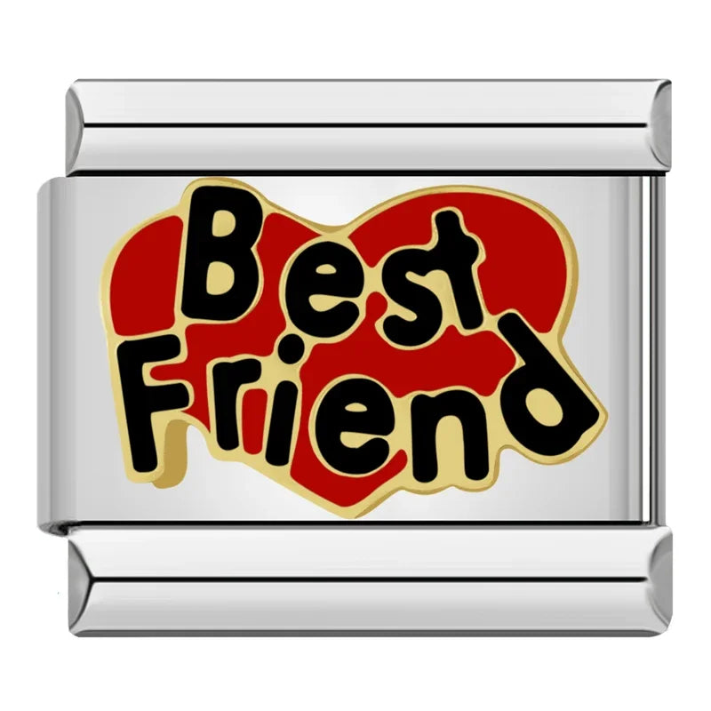 Silber-Charm Familie & Freunde Liebes Spruch Best Friend