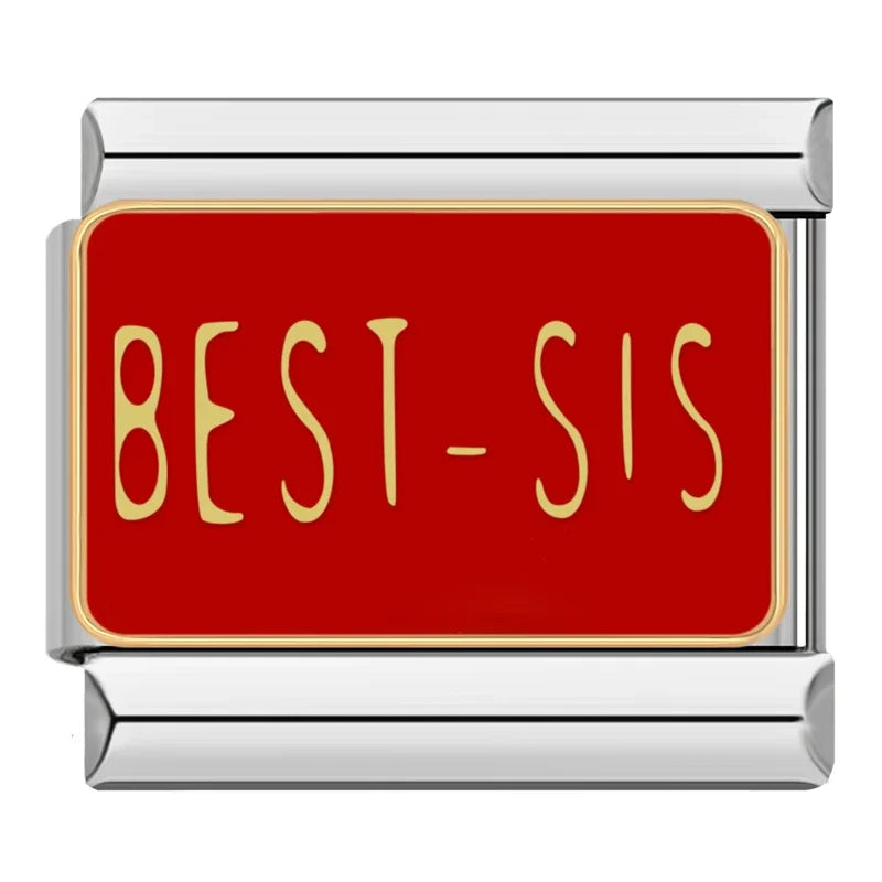 Silber-Charm Familie & Freunde Spruch BEST-SIS