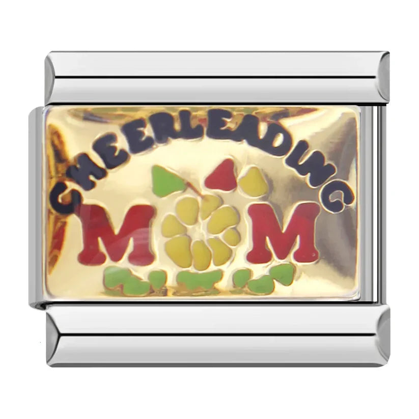 Silber-Charm Familie & Freunde Spruch CHEERLEADING MOM