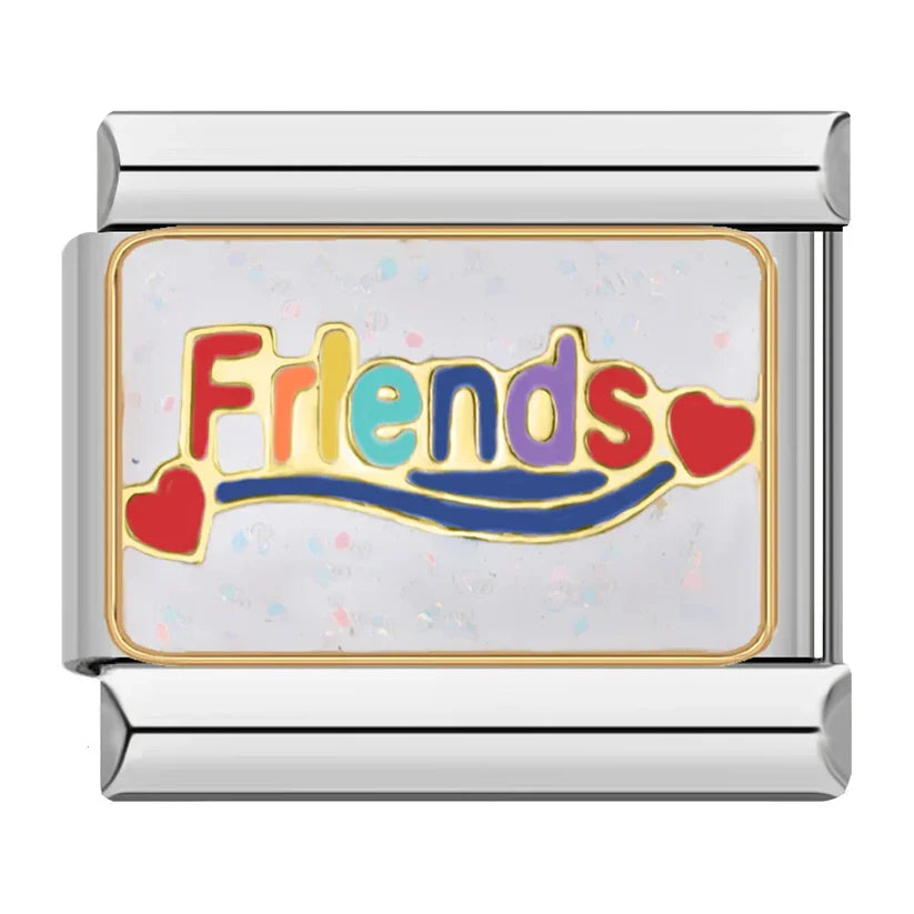 Silber-Charm Familie & Freunde Liebes Spruch Friends
