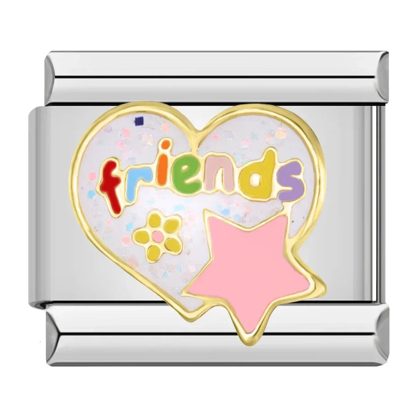 Silber-Charm Familie & Freunde Spruch friends