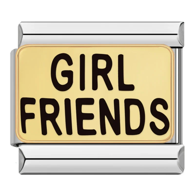 Silber-Charm Familie & Freunde Spruch GIRL FRIENDS