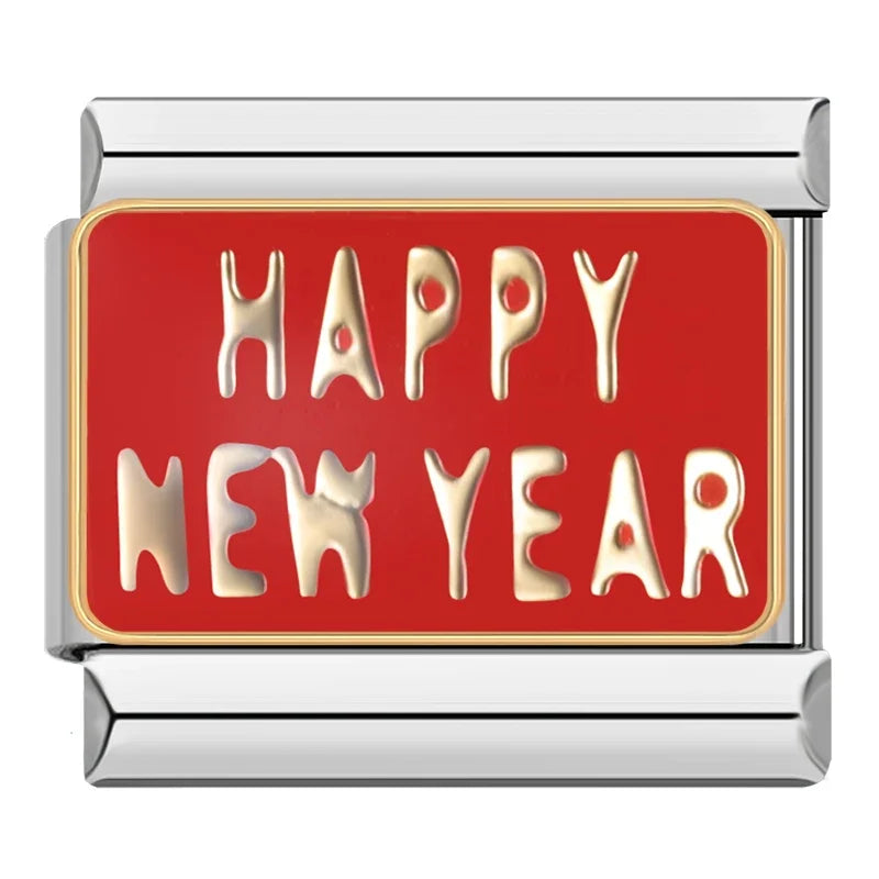 Silber-Charm Spruch HAPPY NEW YEAR