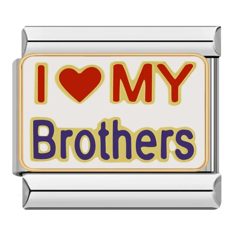 Silber-Charm Familie & Freunde Liebes Spruch I Love My Brothers