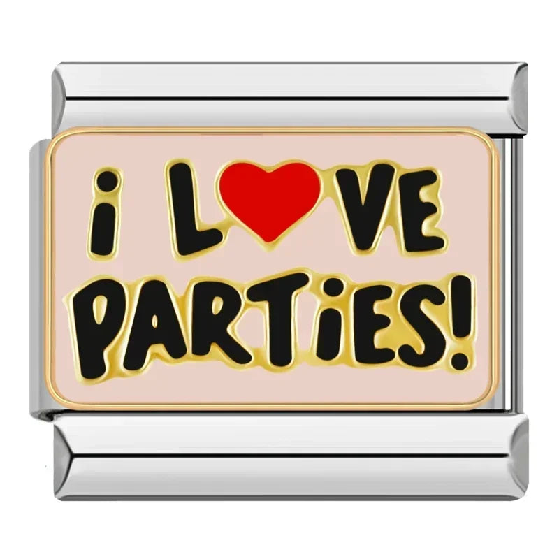 Silber-Charm Liebes Spruch I Love Parties