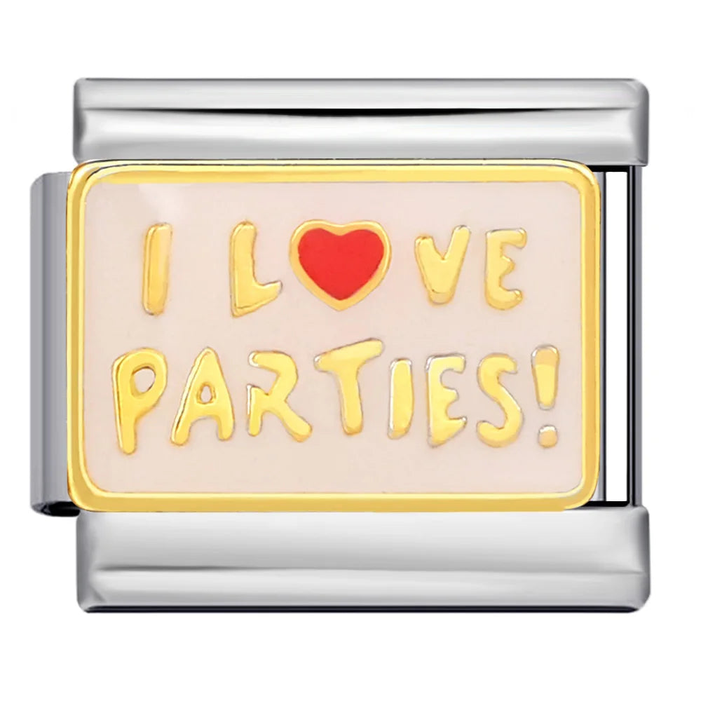 Silber-Charm Liebes Spruch I Love Parties