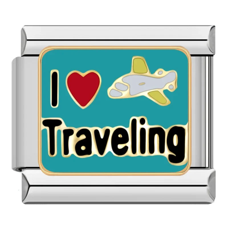 Silber-Charm Liebes Spruch I Love Traveling