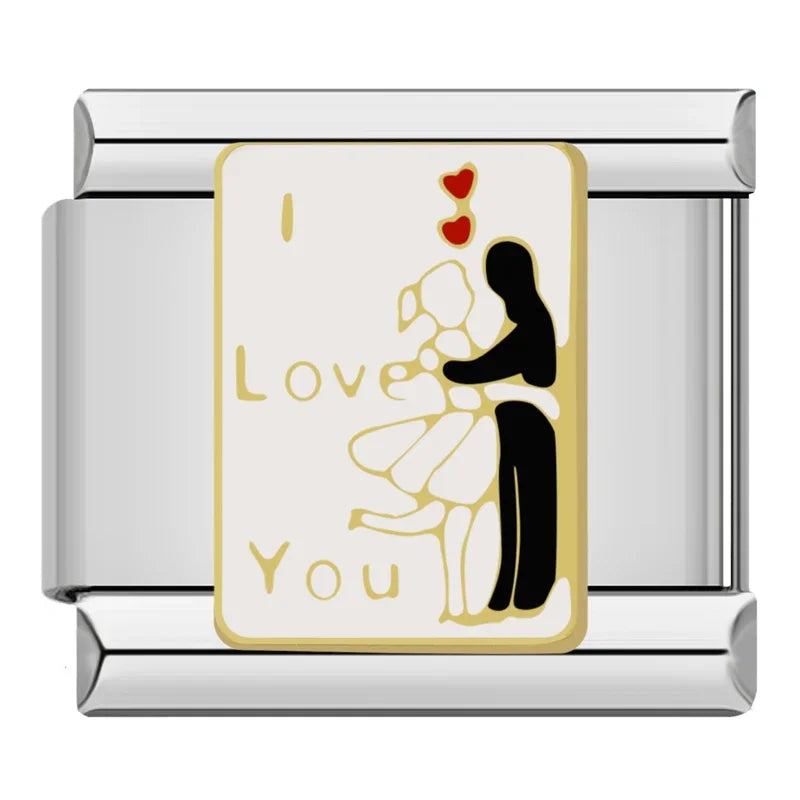 Silber-Charm Liebes Spruch I Love You