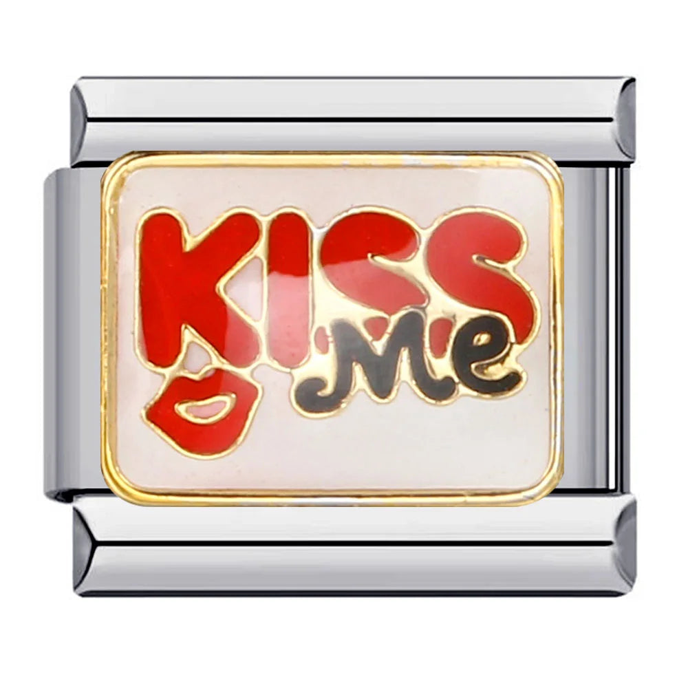 Silber-Charm Liebes Spruch Kiss Me