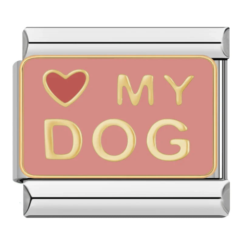 Silber-Charm Tier Liebes Spruch Love My Dog