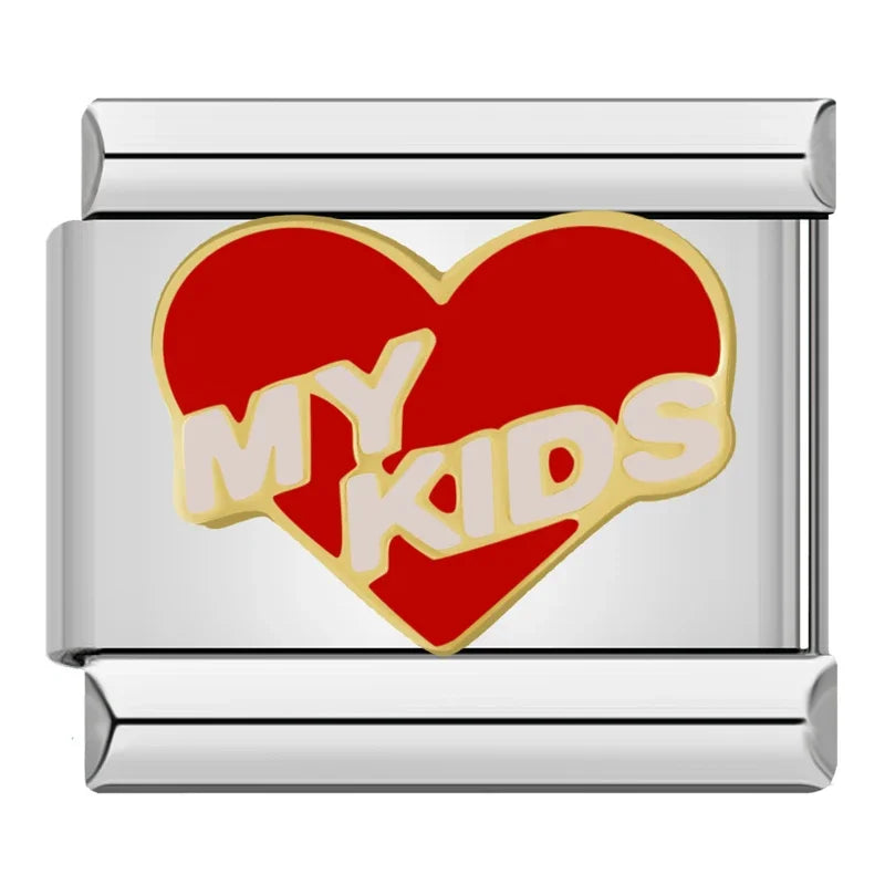 Silber-Charm Familie & Freunde Liebes Spruch My Kids