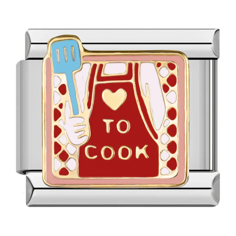 Silber-Charm Liebes Spruch Love To Cook