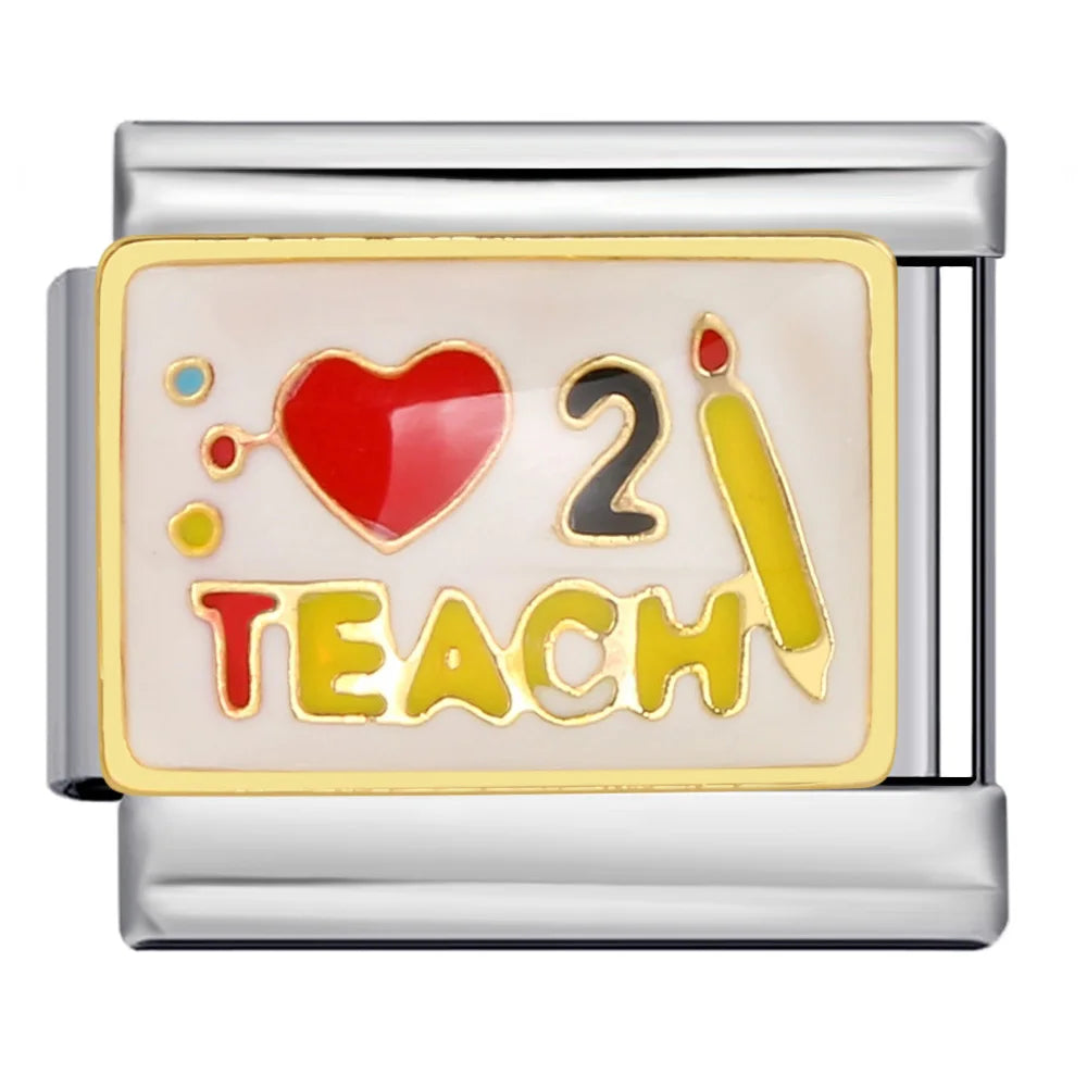 Silber-Charm Liebes Spruch Love 2 Teach