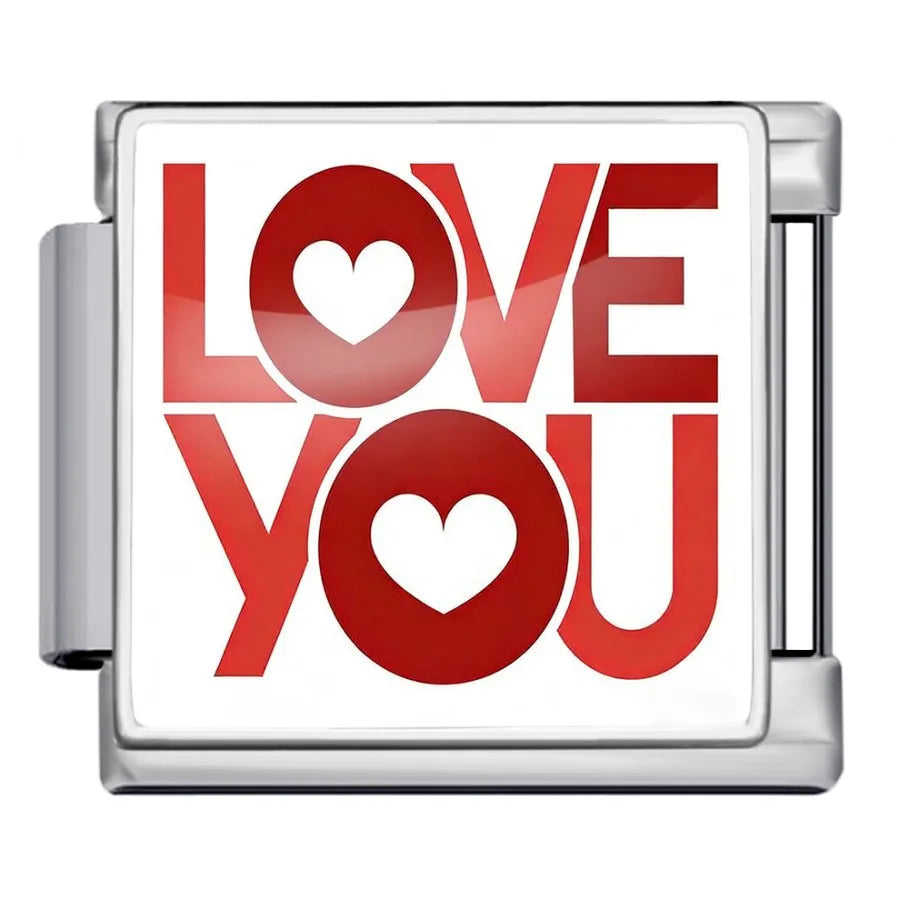 Silber-Charm Liebes Spruch Love You