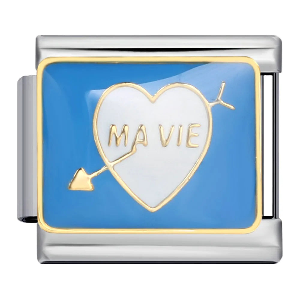 Silber-Charm Liebes Spruch Ma Vie