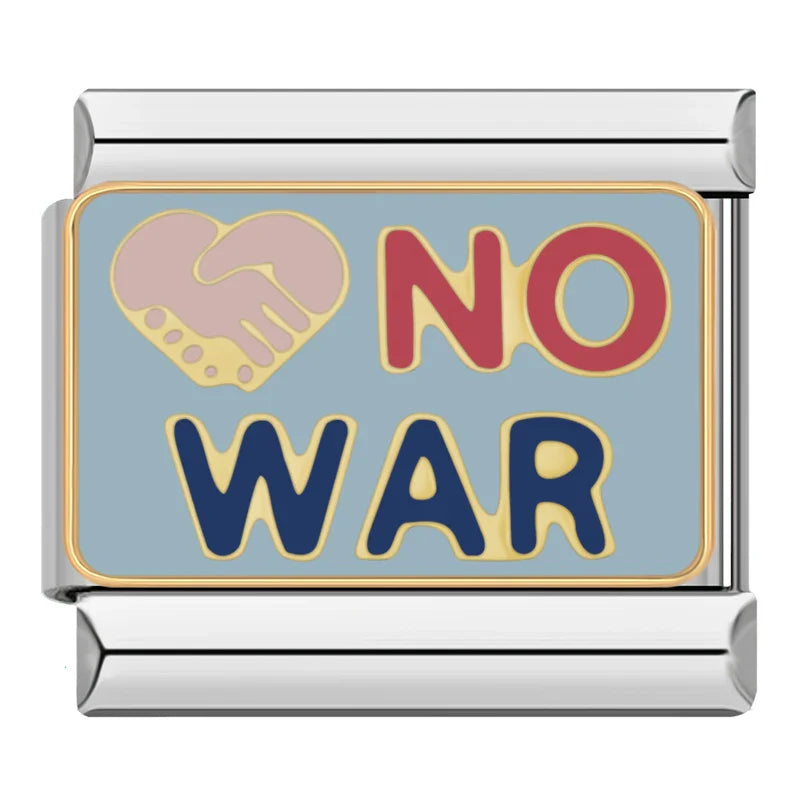 Silber-Charm Spruch NO WAR