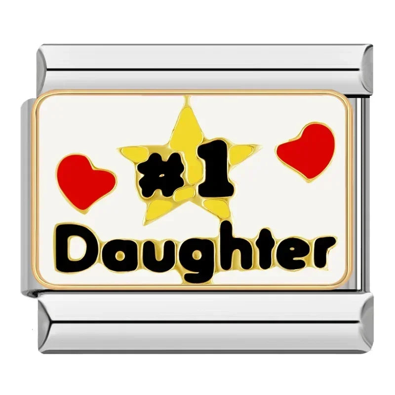 Silber-Charm Familie & Freunde Liebes Spruch #1 Daughter