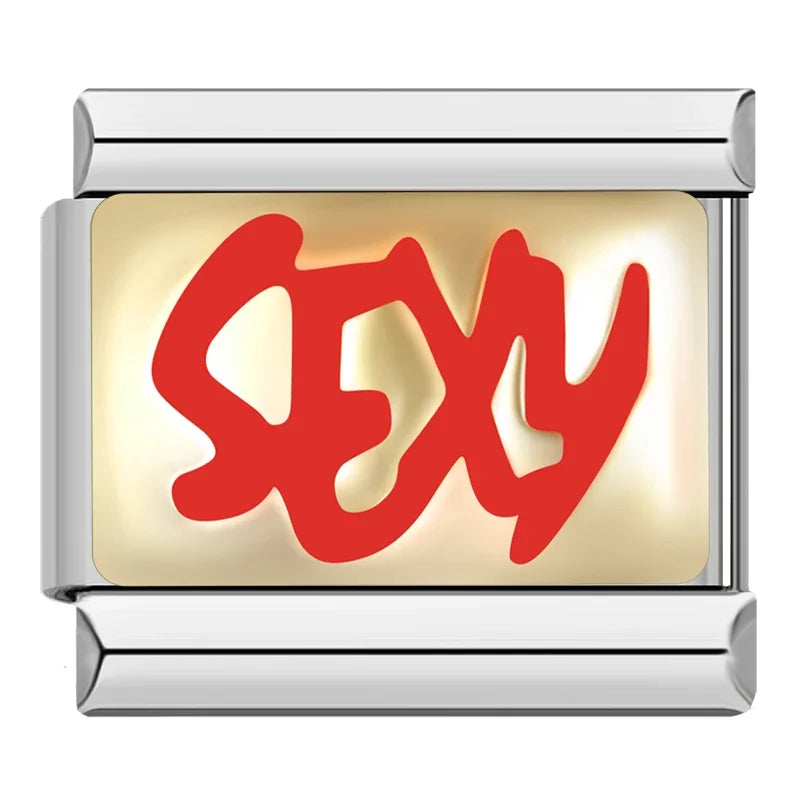Silber-Charm Liebes Spruch SEXY