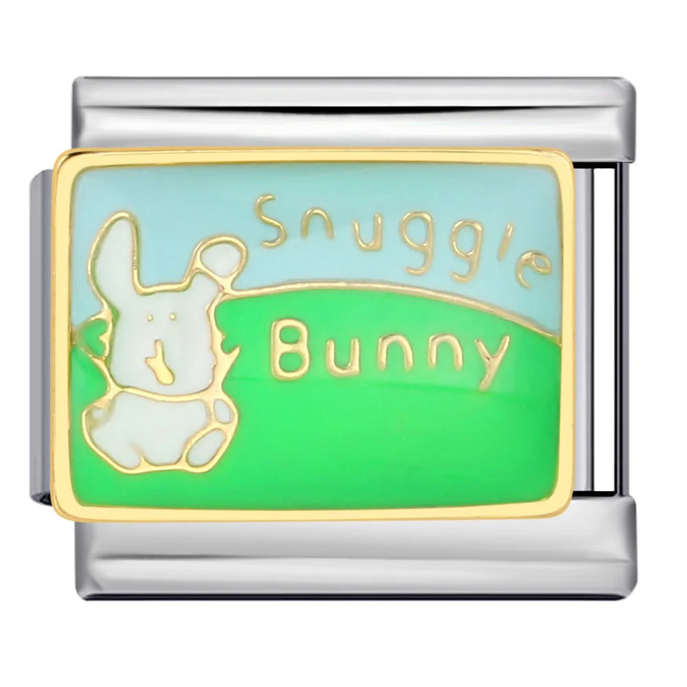 Silber-Charm Tier Liebes Spruch Snuggle Bunny