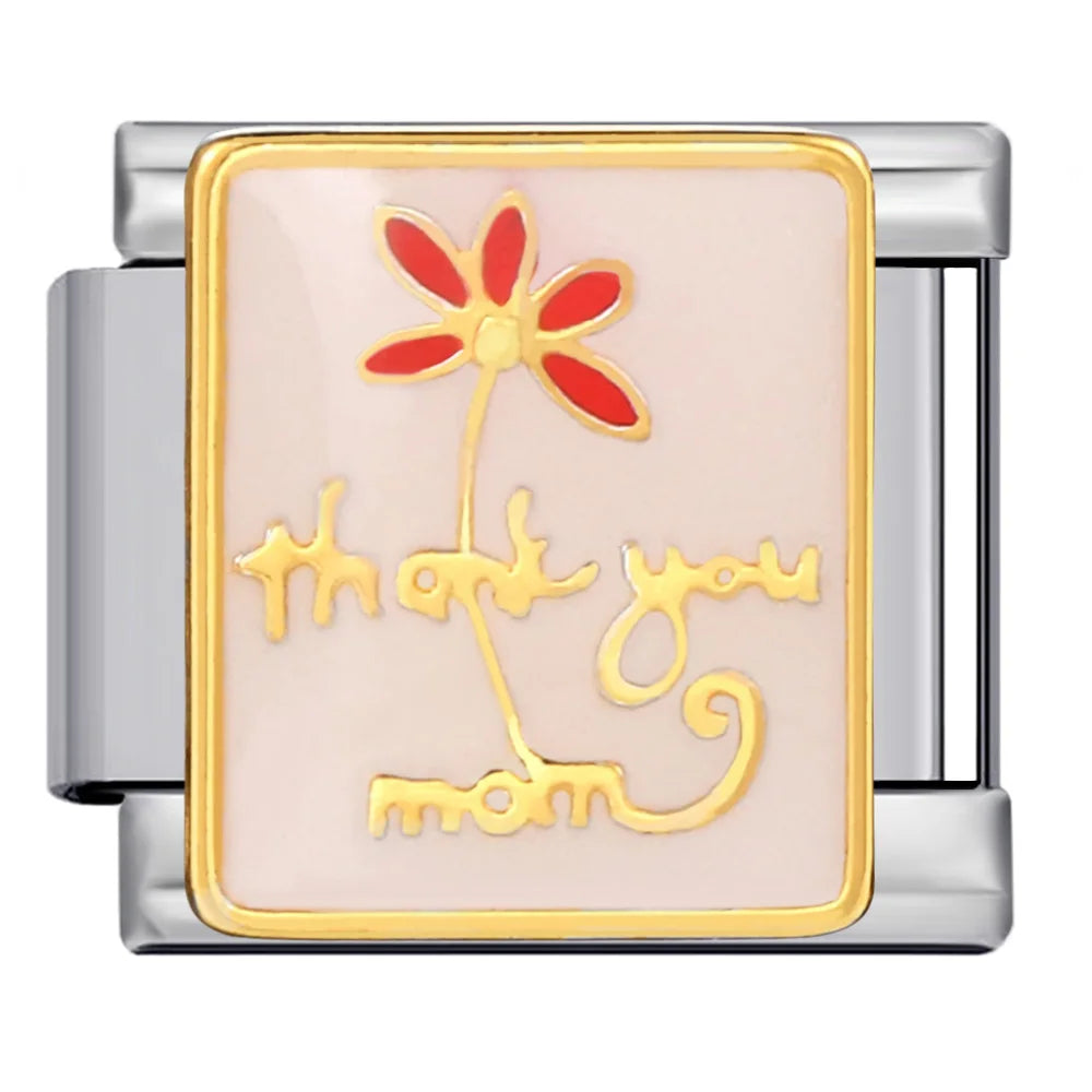 Silber-Charm Familie & Freunde Spruch thank you mom