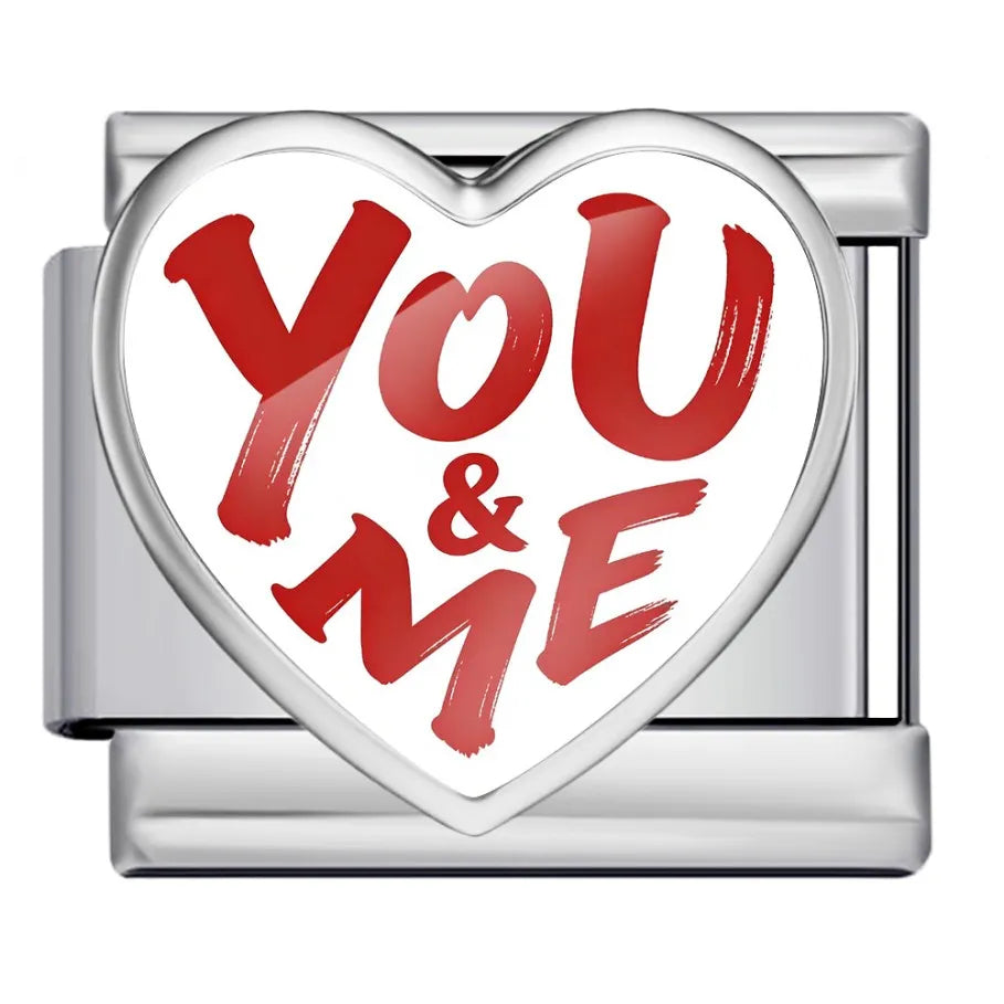 Silber-Charm Liebes Spruch You & Me