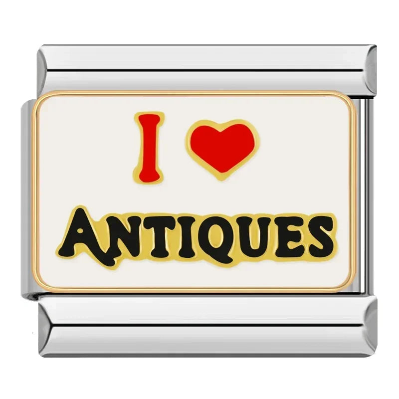 Silber-Charm Liebes Spruch I Love Antiques