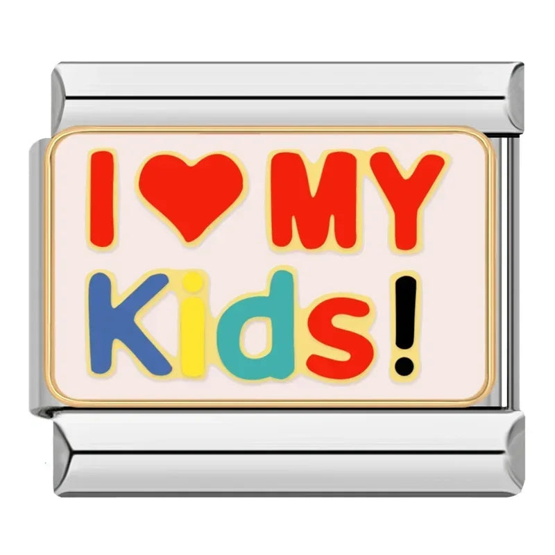 Silber-Charm Familie & Freunde Liebes Spruch I Love MY Kids
