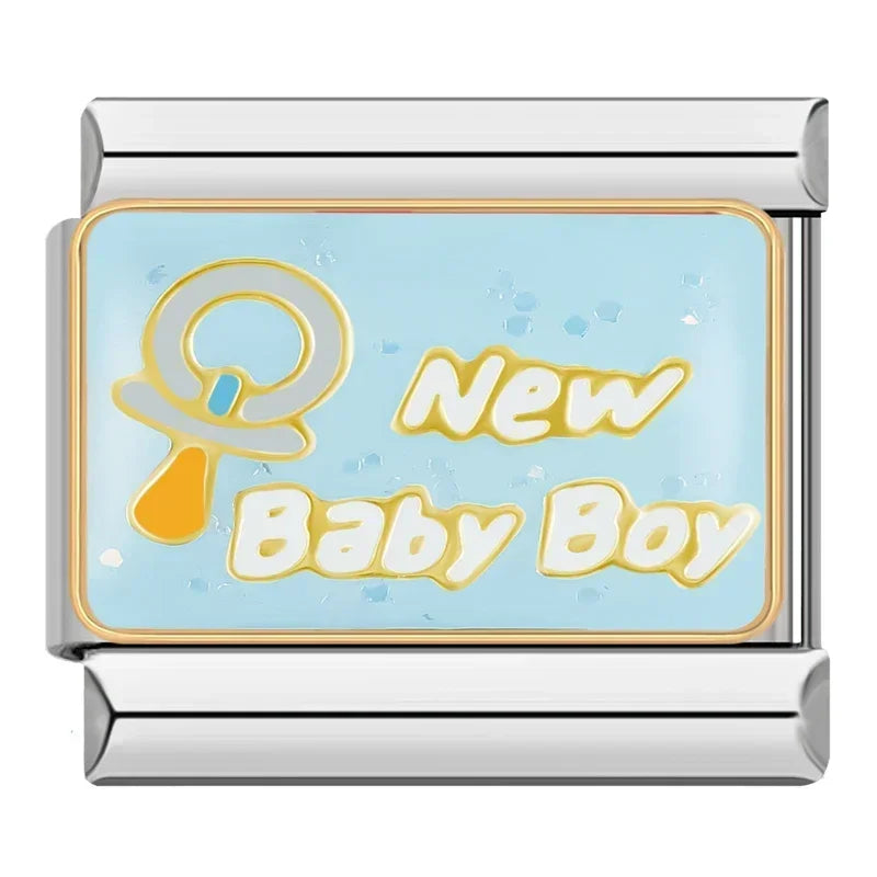 Silber-Charm Familie & Freunde Spruch New Baby Boy