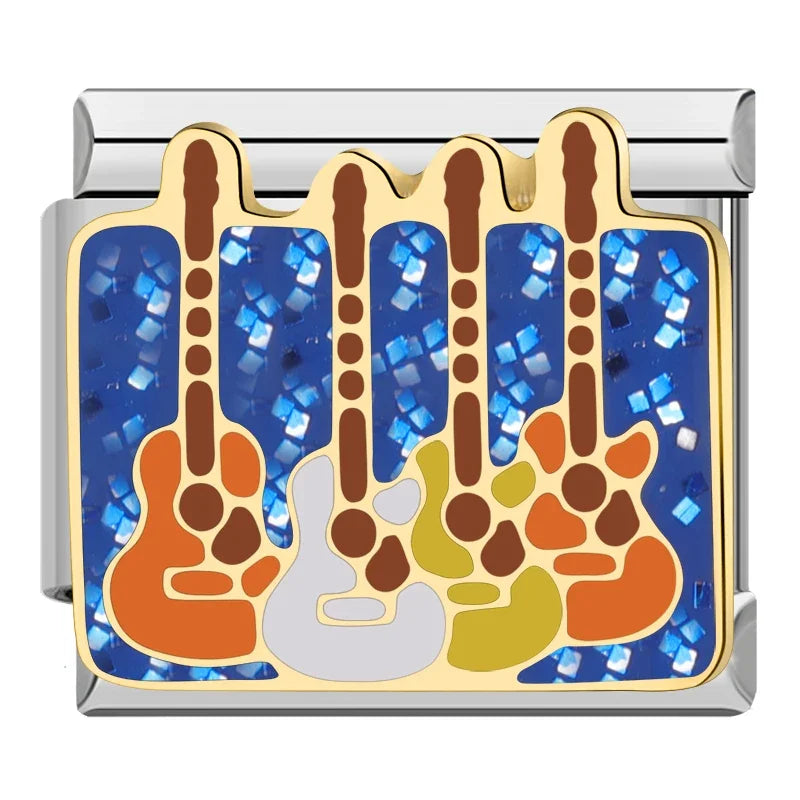 Silber-Charm Funkel Gitarren Symbol