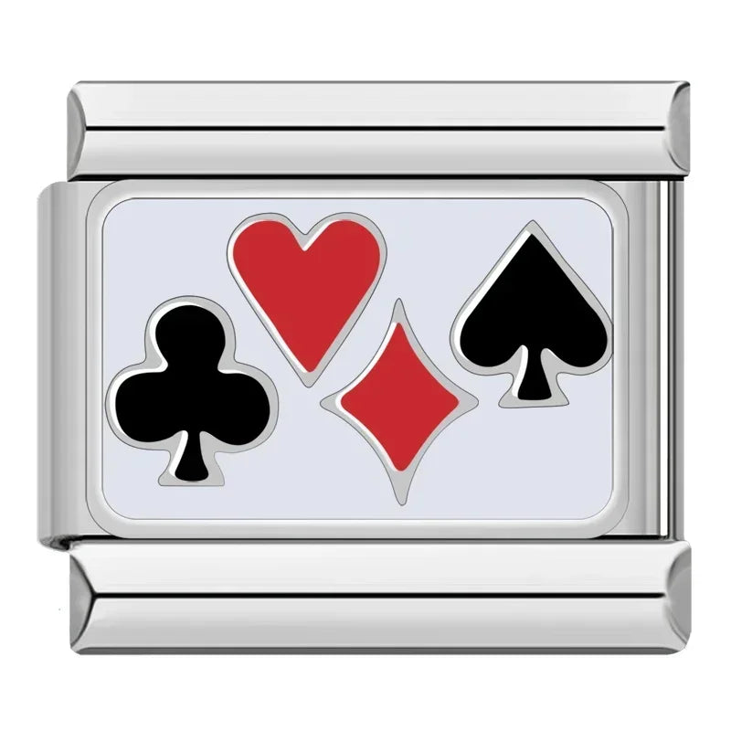 Silber-Charm Kreuz Pik Herz Karo Symbol