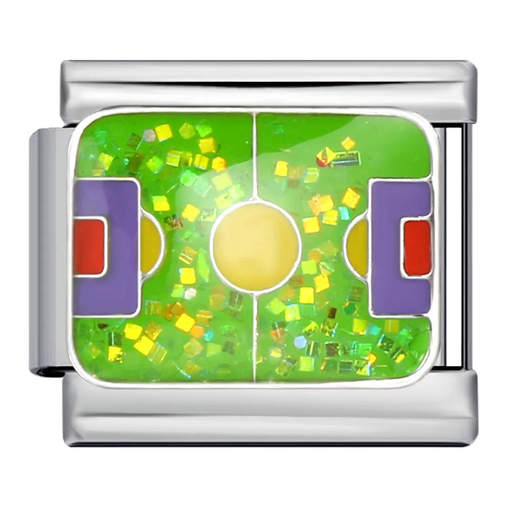 Silber-Charm Funkel Fußballstadion Symbol
