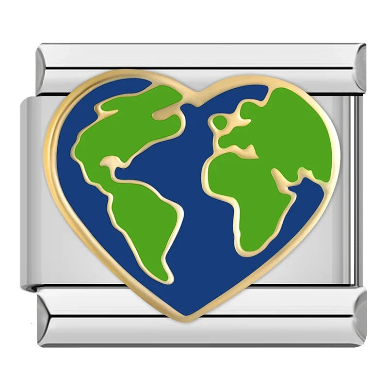 Silber-Charm Universum Herz Liebe Welt