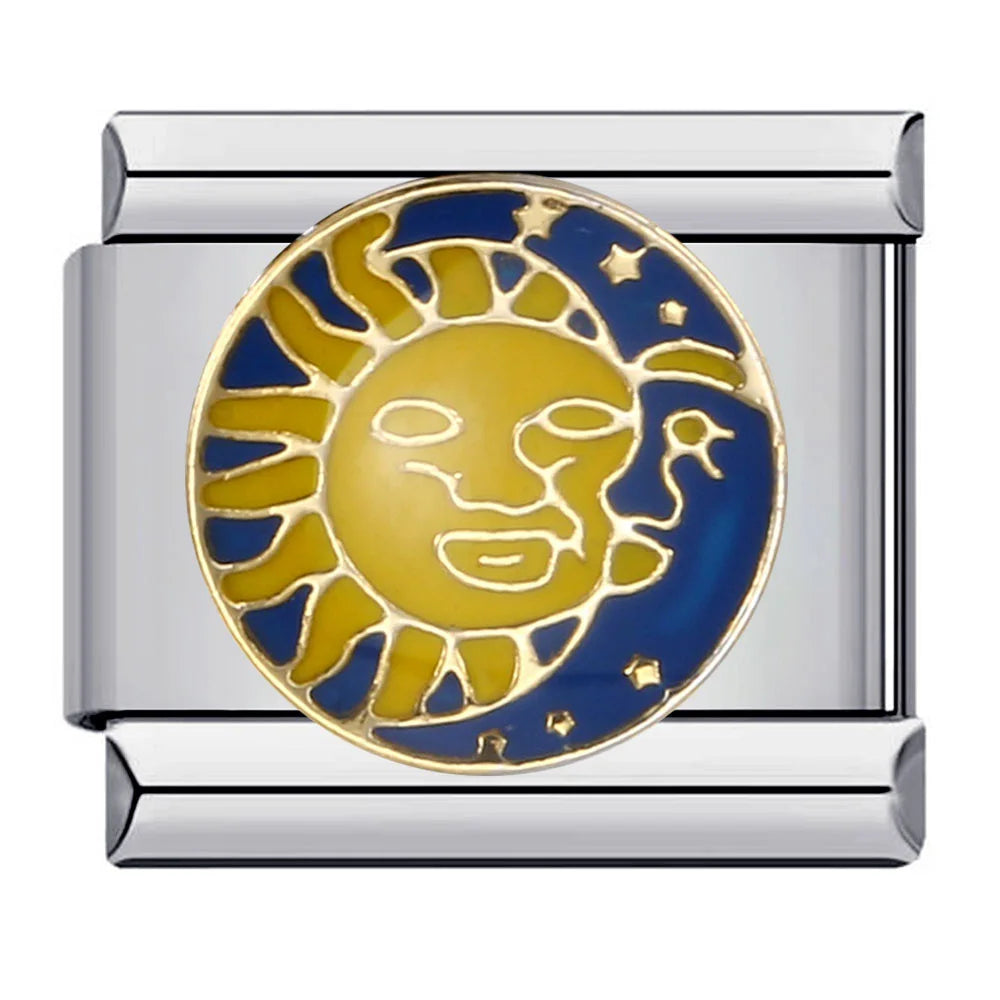 Silber-Charm Funkel Universum Sonne & Mond