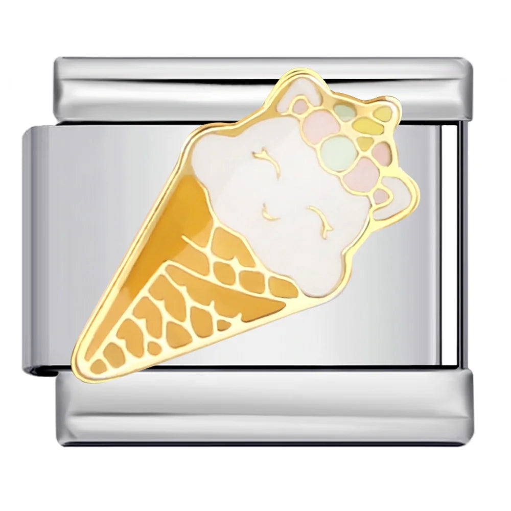 Silber-Charm Food & Drink Einhorn Eis