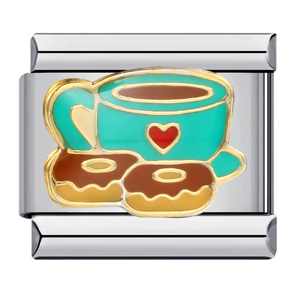 Silber-Charm Liebe Food & Drink Kaffee & Donuts