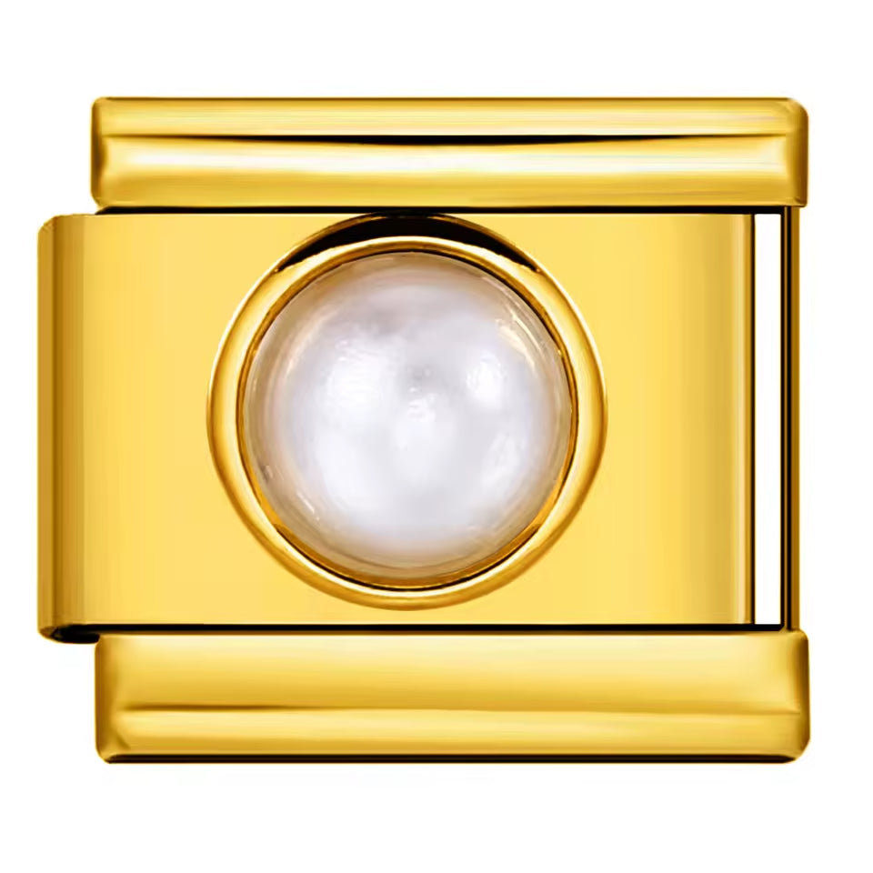 Gold-Charm Funkel Perle weiß