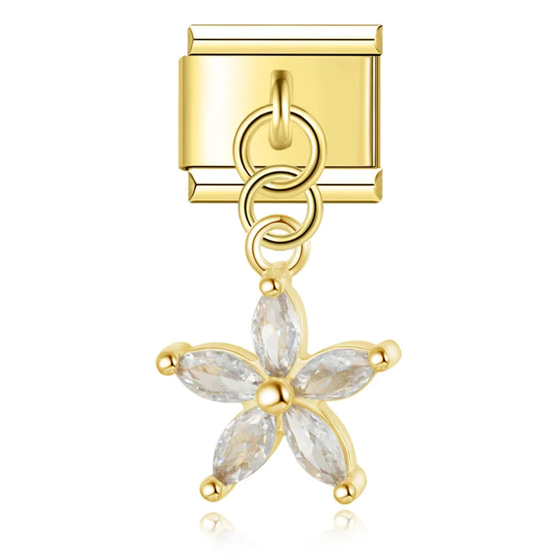 Gold-Charm Funkel Blume Anhänger
