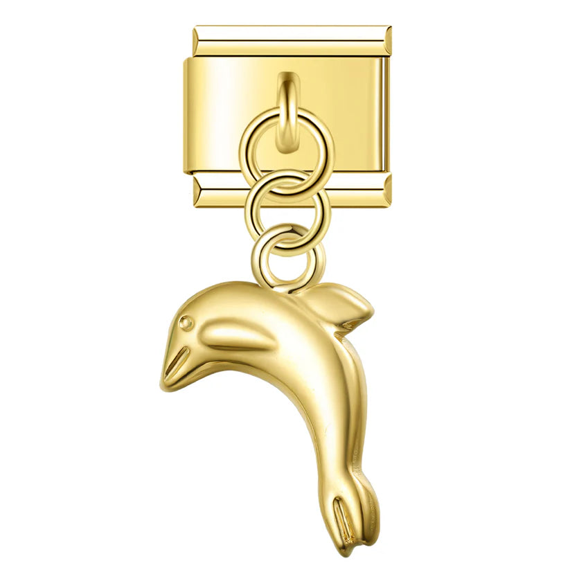 Gold-Charm Tier Anhänger Delfin