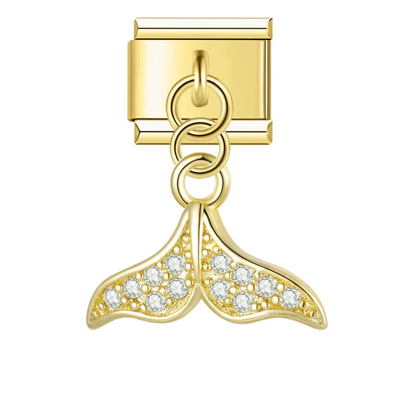 Gold-Charm Funkel Tier Anhänger Flosse