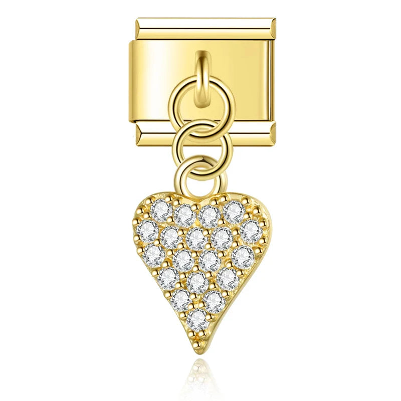 Gold-Charm Funkel Liebe Anhänger Herz
